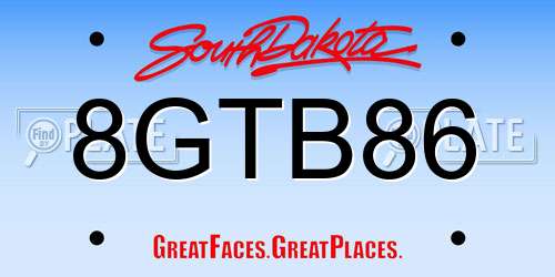 8GTB86 South Dakota License Plate