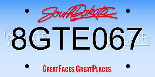 8GTE067 South Dakota License Plate