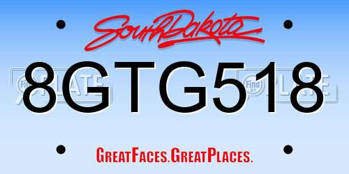 8GTG518 South Dakota License Plate