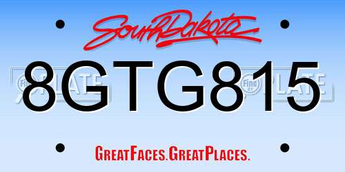 8GTG815 South Dakota License Plate