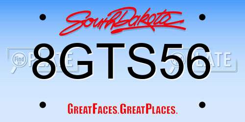 8GTS56 South Dakota License Plate