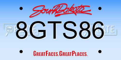 8GTS86 South Dakota License Plate