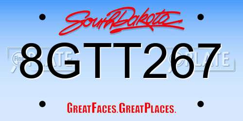 8GTT267 South Dakota License Plate