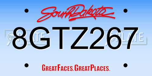 8GTZ267 South Dakota License Plate