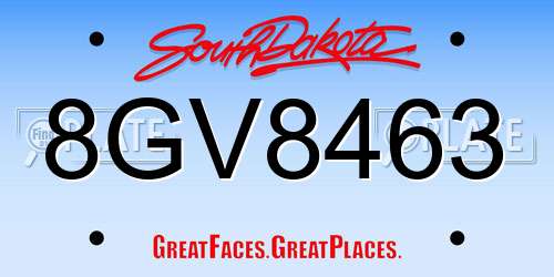 8GV8463 South Dakota License Plate