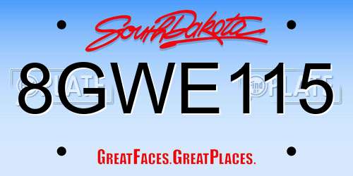 8GWE115 South Dakota License Plate