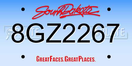 8GZ2267 South Dakota License Plate