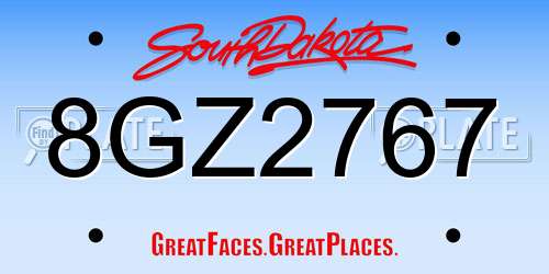 8GZ2767 South Dakota License Plate