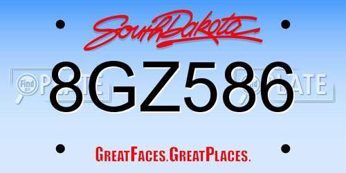 8GZ586 South Dakota License Plate