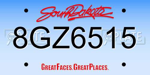 8GZ6515 South Dakota License Plate