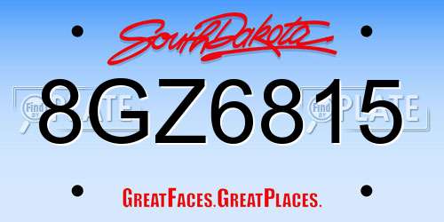 8GZ6815 South Dakota License Plate