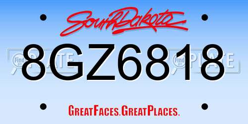8GZ6818 South Dakota License Plate