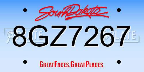 8GZ7267 South Dakota License Plate