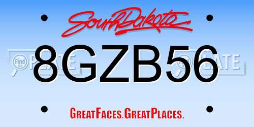 8GZB56 South Dakota License Plate