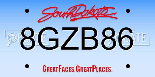 8GZB86 South Dakota License Plate