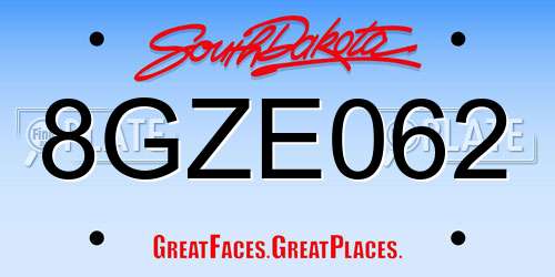 8GZE062 South Dakota License Plate