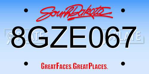 8GZE067 South Dakota License Plate