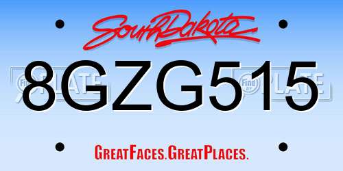 8GZG515 South Dakota License Plate
