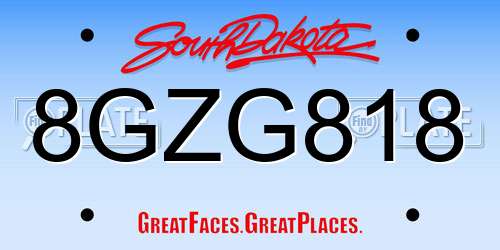 8GZG818 South Dakota License Plate