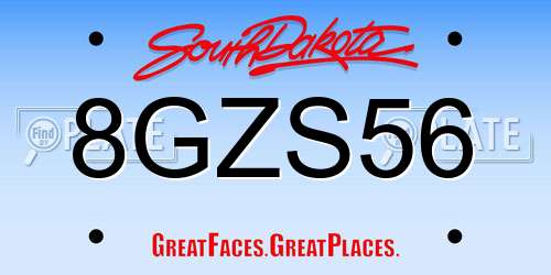 8GZS56 South Dakota License Plate