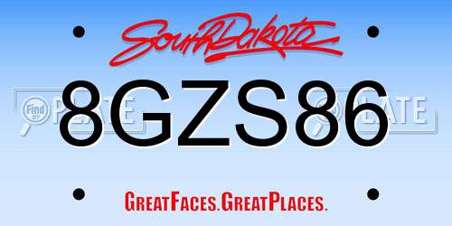 8GZS86 South Dakota License Plate