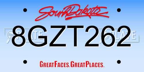 8GZT262 South Dakota License Plate
