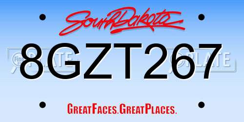 8GZT267 South Dakota License Plate