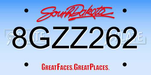 8GZZ262 South Dakota License Plate