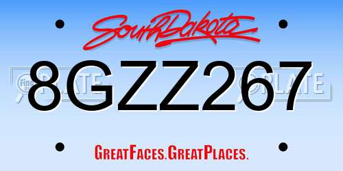 8GZZ267 South Dakota License Plate