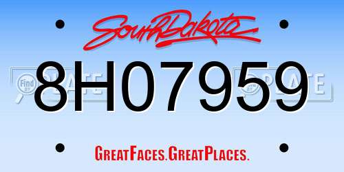 8H07959 South Dakota License Plate