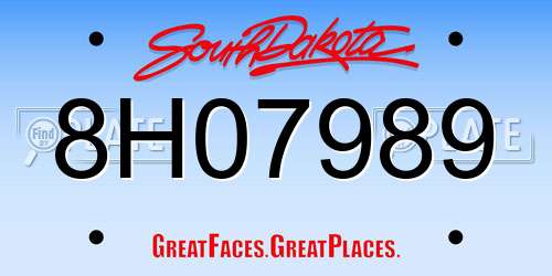 8H07989 South Dakota License Plate