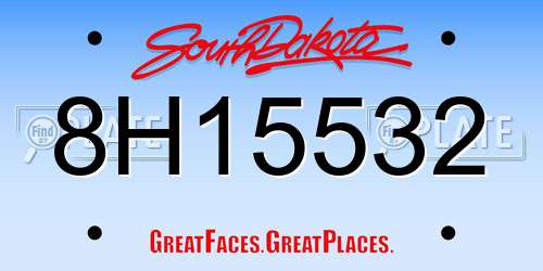8H15532 South Dakota License Plate