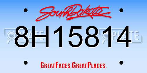 8H15814 South Dakota License Plate