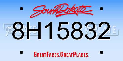 8H15832 South Dakota License Plate