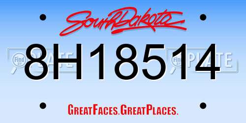 8H18514 South Dakota License Plate