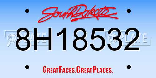 8H18532 South Dakota License Plate