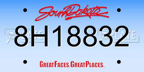 8H18832 South Dakota License Plate