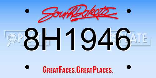 8H1946 South Dakota License Plate