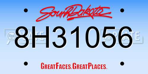 8H31056 South Dakota License Plate