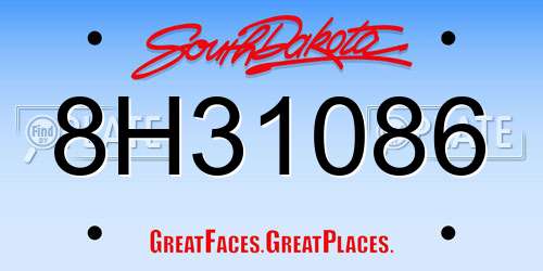 8H31086 South Dakota License Plate