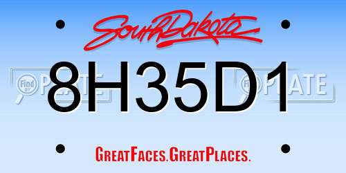 8H35D1 South Dakota License Plate
