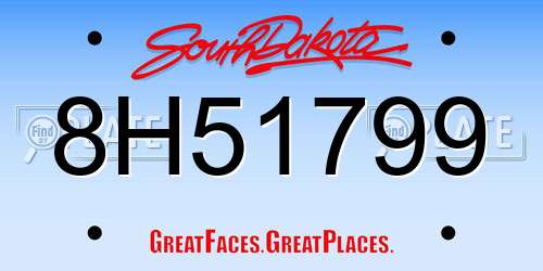 8H51799 South Dakota License Plate