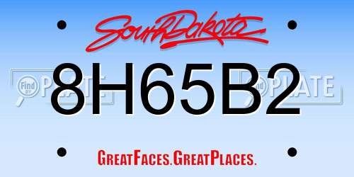 8H65B2 South Dakota License Plate