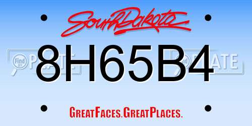 8H65B4 South Dakota License Plate