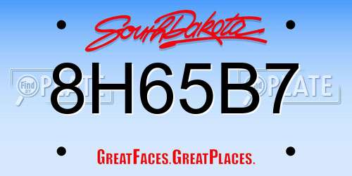 8H65B7 South Dakota License Plate