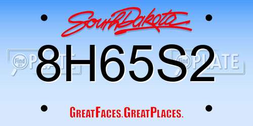 8H65S2 South Dakota License Plate