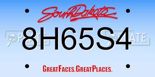8H65S4 South Dakota License Plate