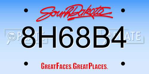 8H68B4 South Dakota License Plate