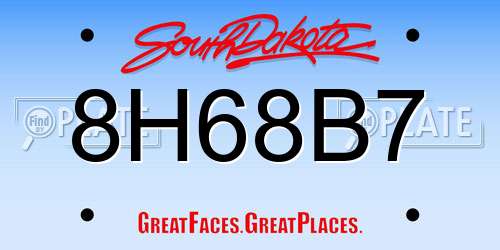 8H68B7 South Dakota License Plate