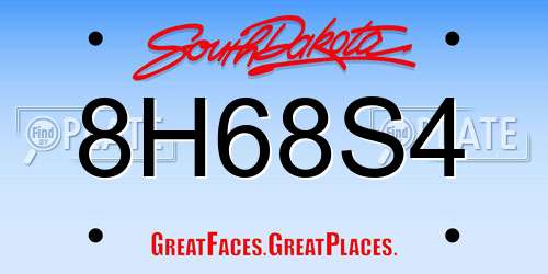 8H68S4 South Dakota License Plate
